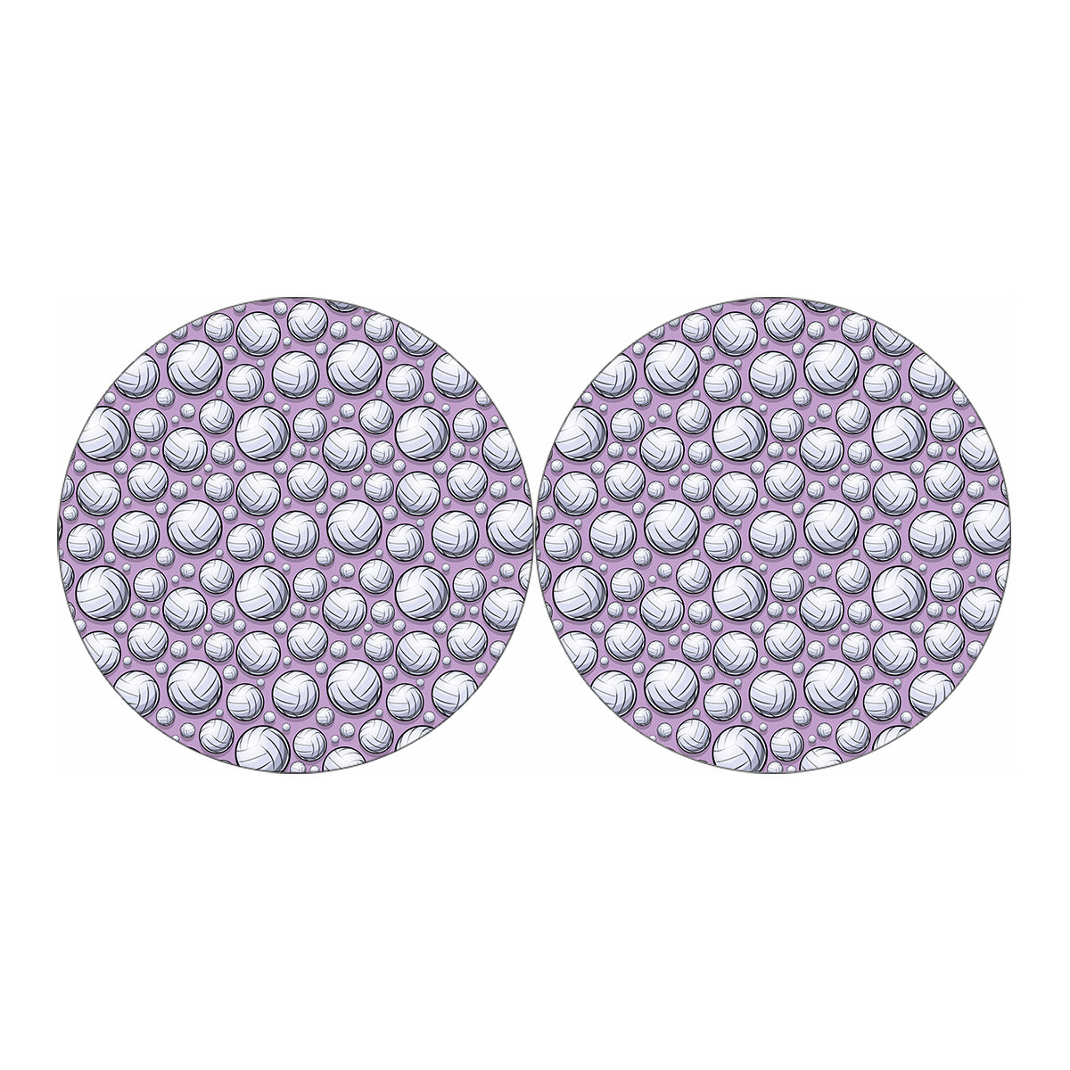 Purple And White Volleyball Print Car Coasters