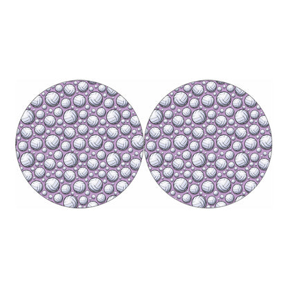 Purple And White Volleyball Print Car Coasters
