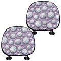 Purple And White Volleyball Print Car Headrest Covers