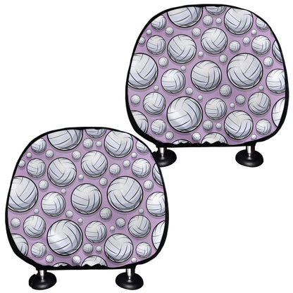Purple And White Volleyball Print Car Headrest Covers