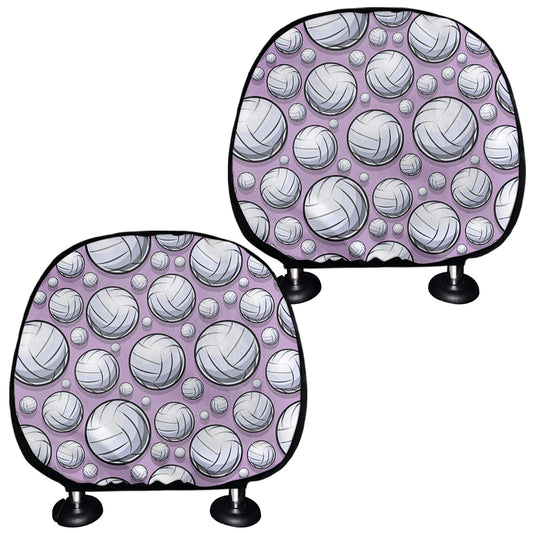 Purple And White Volleyball Print Car Headrest Covers