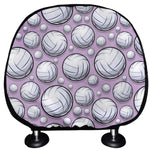 Purple And White Volleyball Print Car Headrest Covers