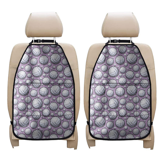 Purple And White Volleyball Print Car Seat Organizers