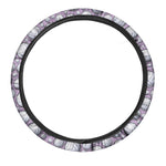 Purple And White Volleyball Print Car Steering Wheel Cover