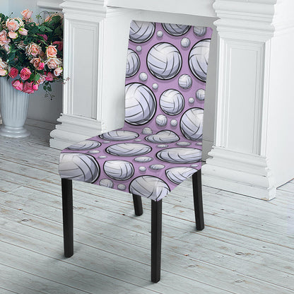 Purple And White Volleyball Print Dining Chair Slipcover
