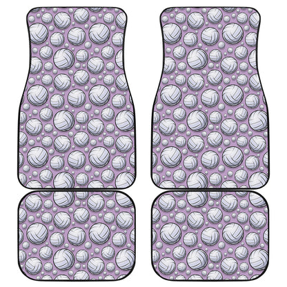 Purple And White Volleyball Print Front and Back Car Floor Mats