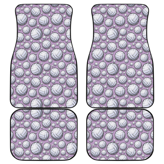 Purple And White Volleyball Print Front and Back Car Floor Mats