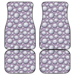Purple And White Volleyball Print Front and Back Car Floor Mats