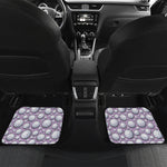 Purple And White Volleyball Print Front and Back Car Floor Mats