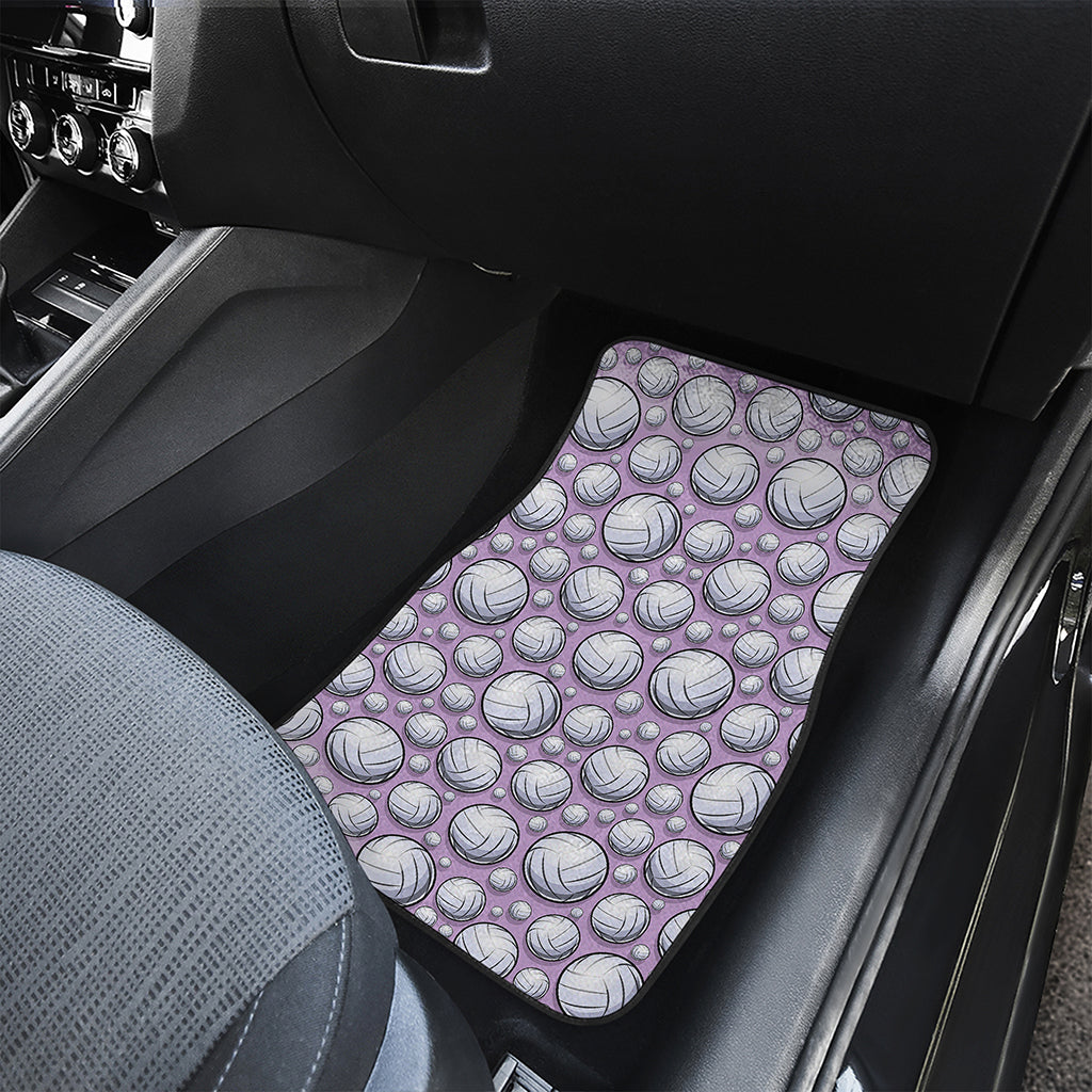 Purple And White Volleyball Print Front and Back Car Floor Mats