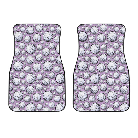 Purple And White Volleyball Print Front Car Floor Mats