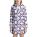 Purple And White Volleyball Print Pullover Hoodie Dress