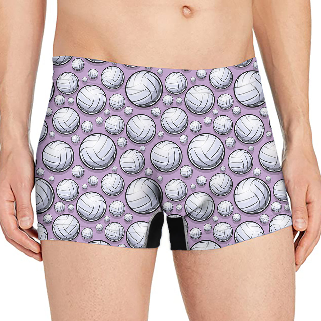 Purple And White Volleyball Print Men's Boxer Briefs