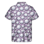 Purple And White Volleyball Print Men's Short Sleeve Shirt