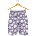 Purple And White Volleyball Print Men's Shorts