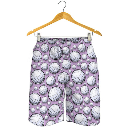 Purple And White Volleyball Print Men's Shorts