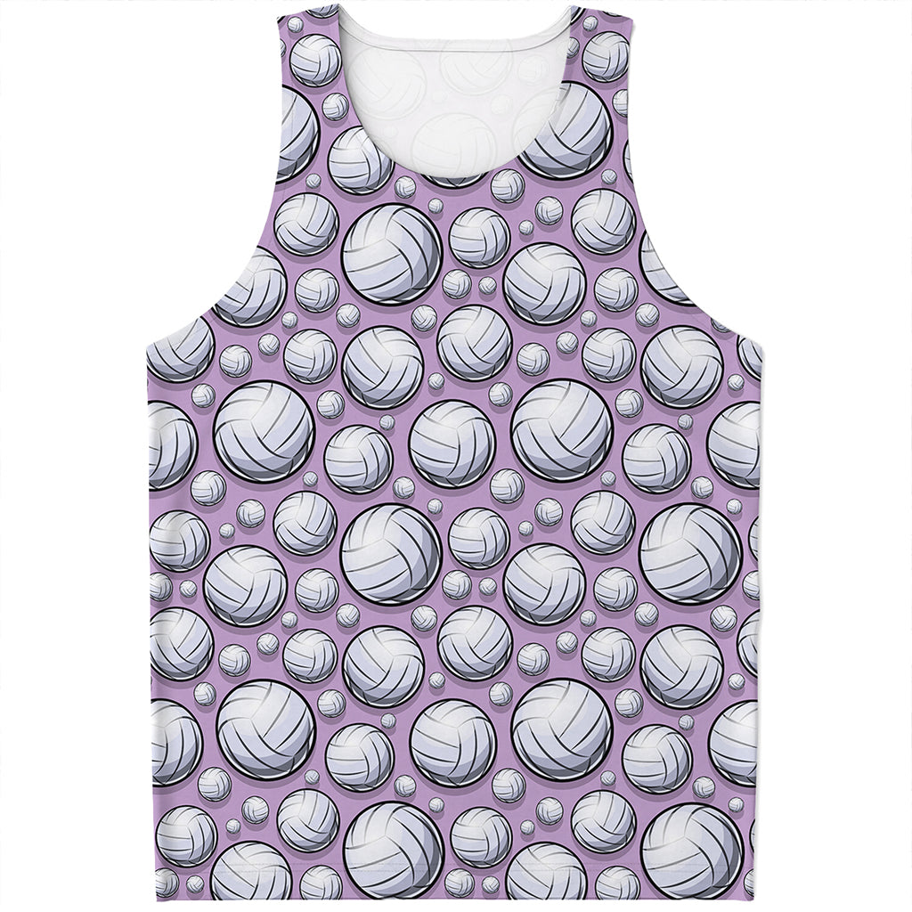 Purple And White Volleyball Print Men's Tank Top
