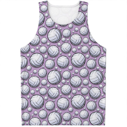 Purple And White Volleyball Print Men's Tank Top