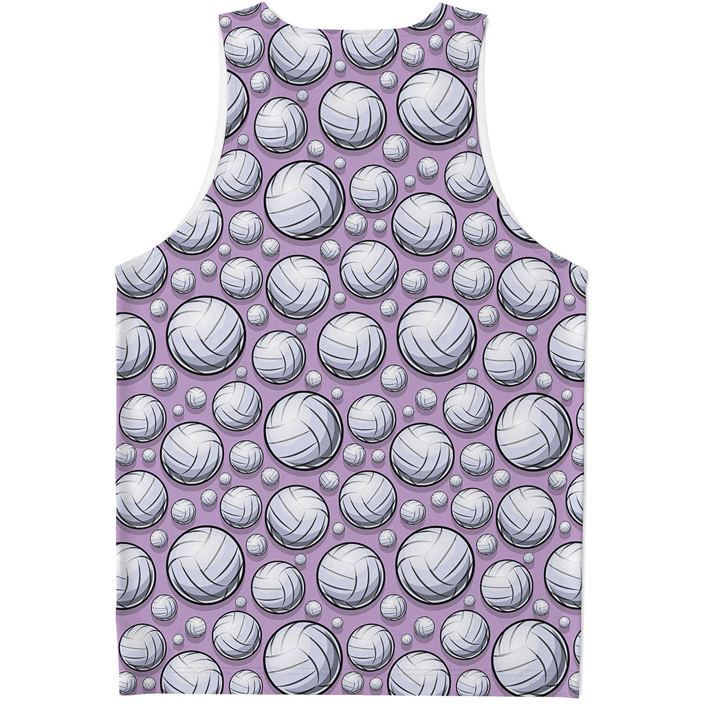Purple And White Volleyball Print Men's Tank Top