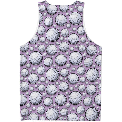 Purple And White Volleyball Print Men's Tank Top