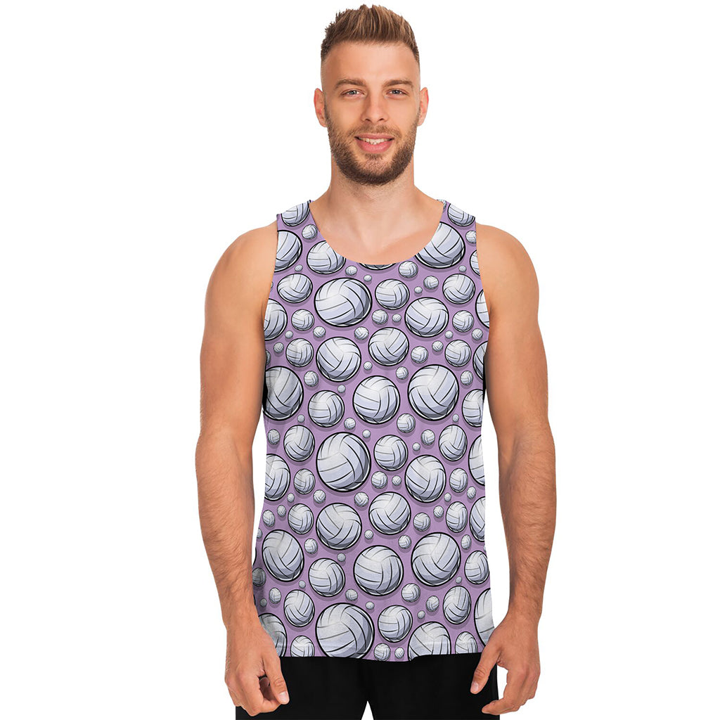Purple And White Volleyball Print Men's Tank Top