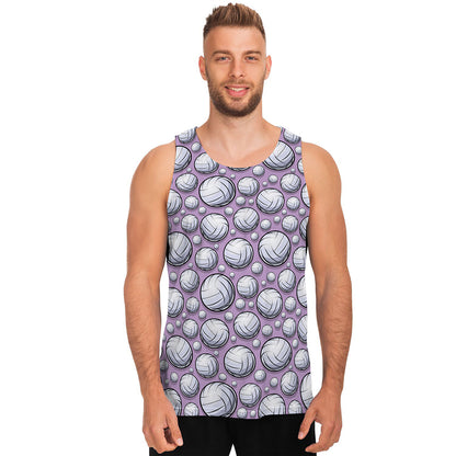 Purple And White Volleyball Print Men's Tank Top
