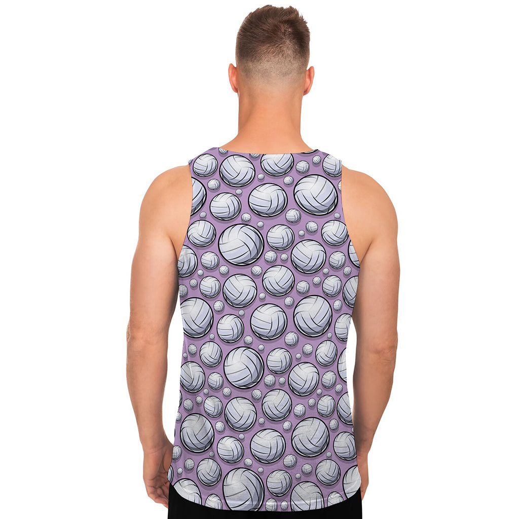 Purple And White Volleyball Print Men's Tank Top