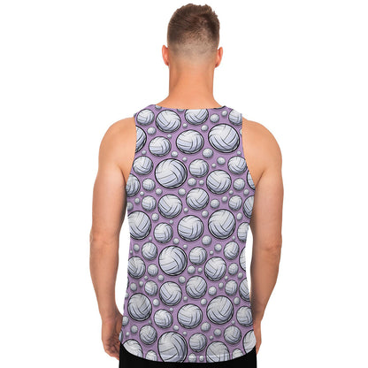 Purple And White Volleyball Print Men's Tank Top