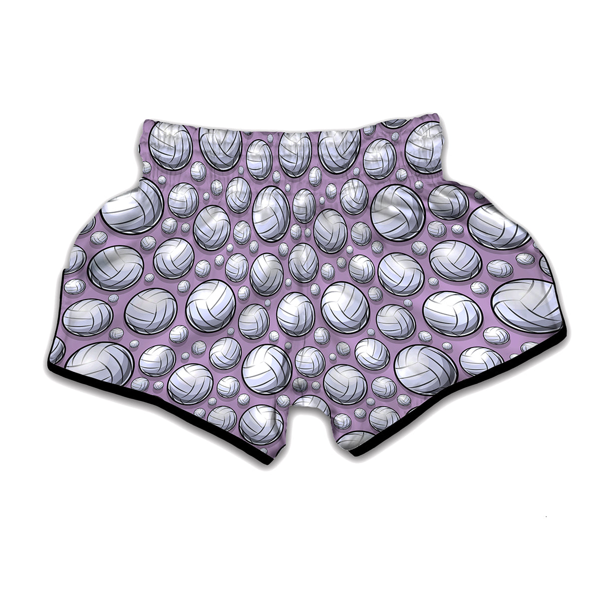 Purple And White Volleyball Print Muay Thai Boxing Shorts