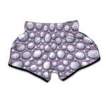 Purple And White Volleyball Print Muay Thai Boxing Shorts