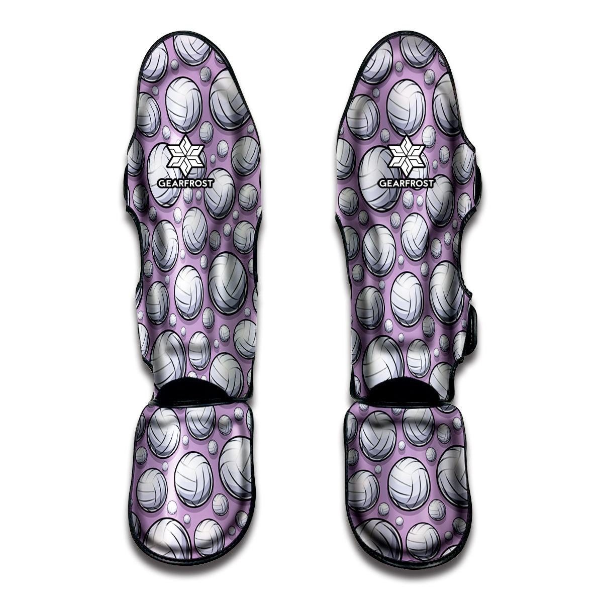 Purple And White Volleyball Print Muay Thai Shin Guard