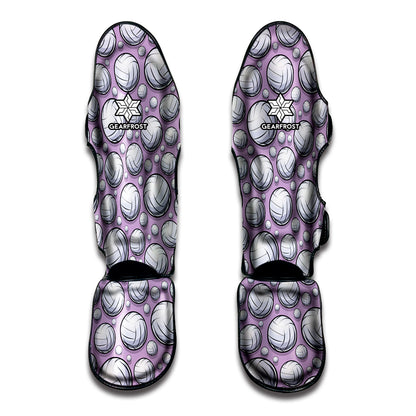 Purple And White Volleyball Print Muay Thai Shin Guard