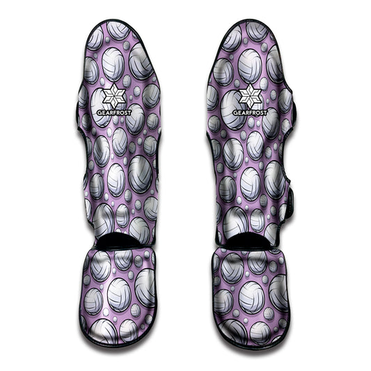 Purple And White Volleyball Print Muay Thai Shin Guard