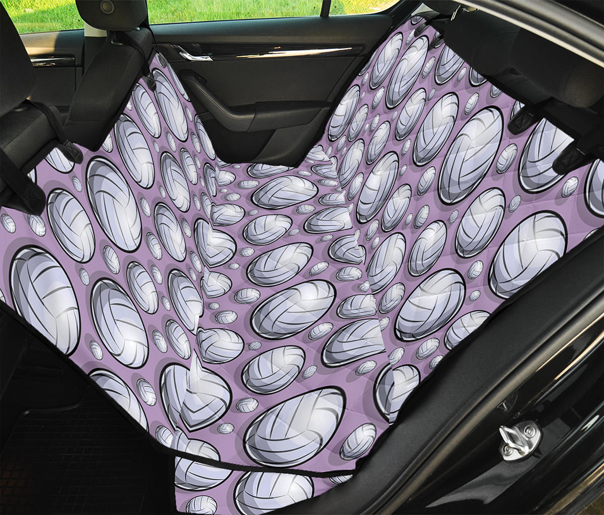 Purple And White Volleyball Print Pet Car Back Seat Cover