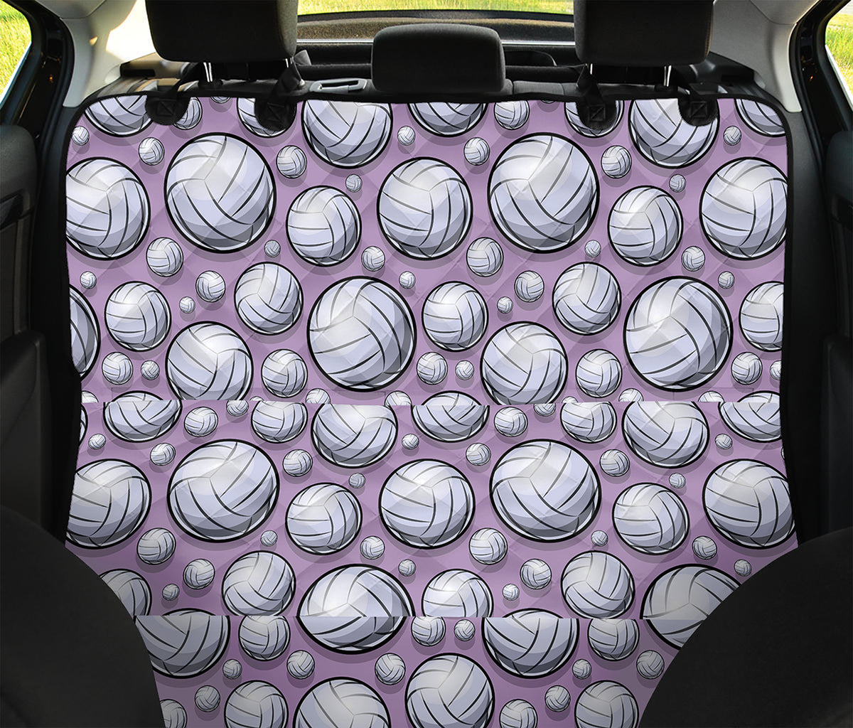 Purple And White Volleyball Print Pet Car Back Seat Cover