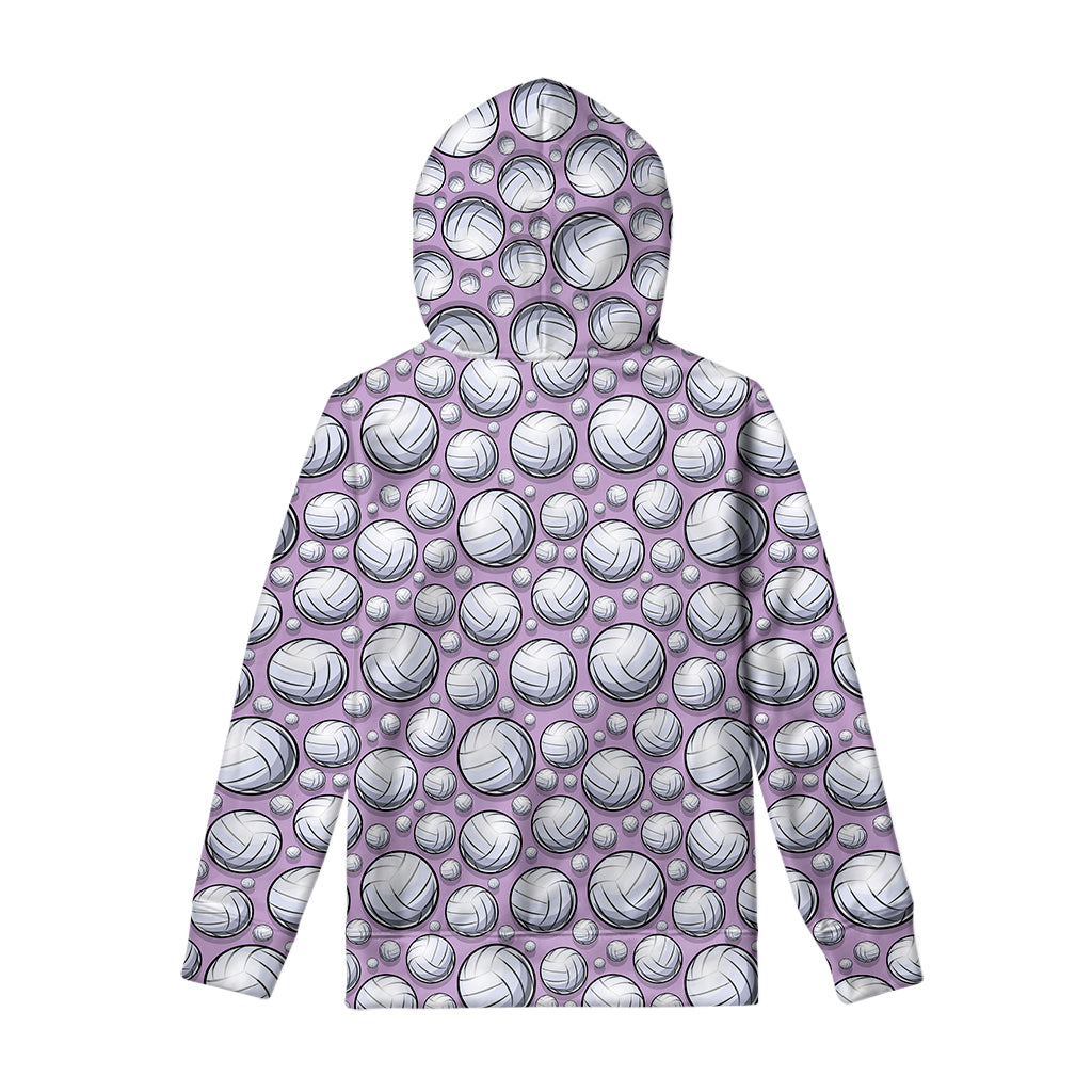 Purple And White Volleyball Print Pullover Hoodie
