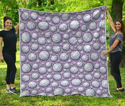 Purple And White Volleyball Print Quilt