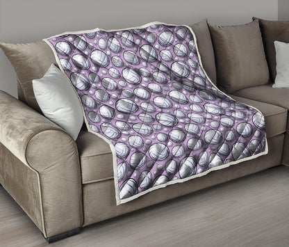 Purple And White Volleyball Print Quilt