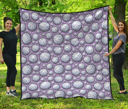 Purple And White Volleyball Print Quilt