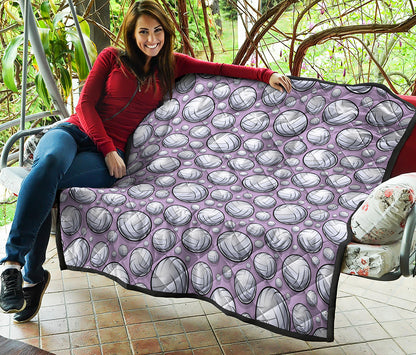 Purple And White Volleyball Print Quilt