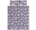Purple And White Volleyball Print Quilt Bed Set