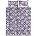 Purple And White Volleyball Print Quilt Bed Set