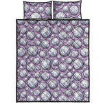 Purple And White Volleyball Print Quilt Bed Set