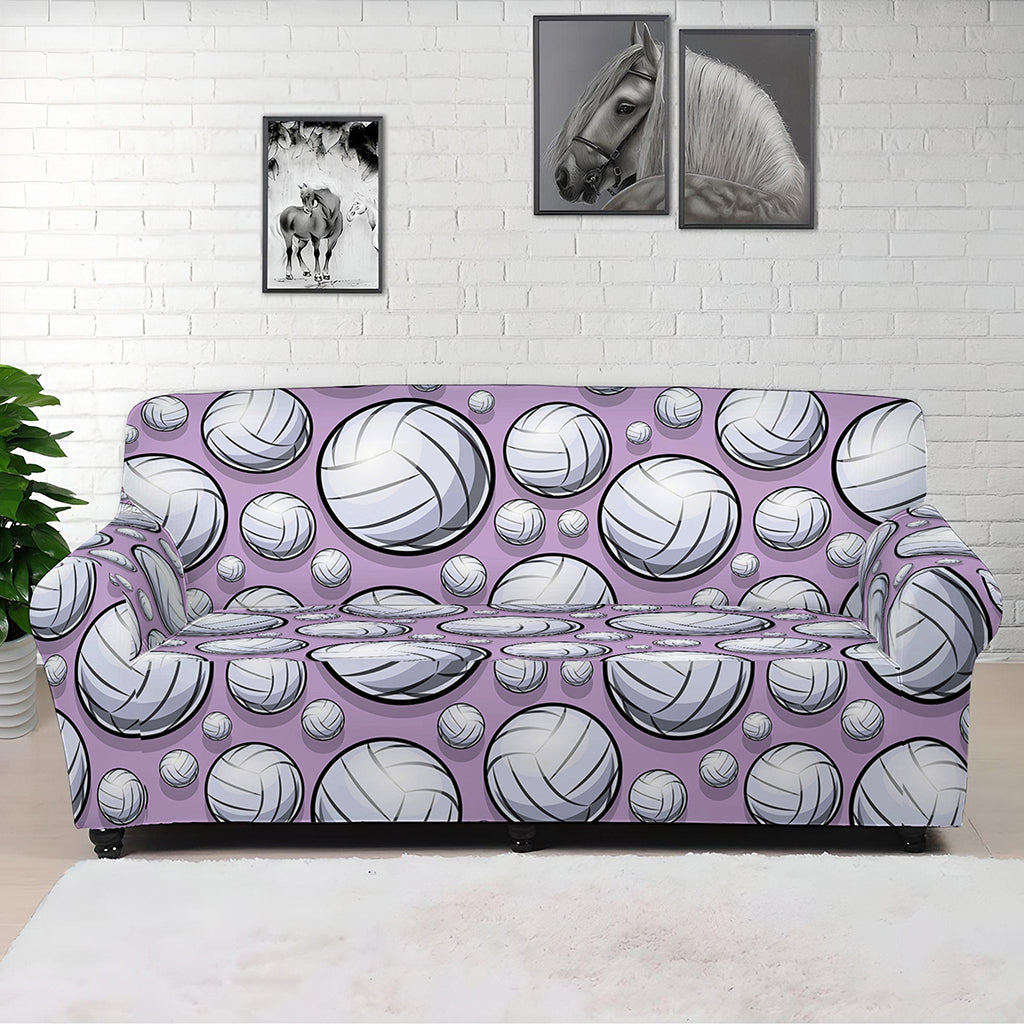Purple And White Volleyball Print Sofa Cover