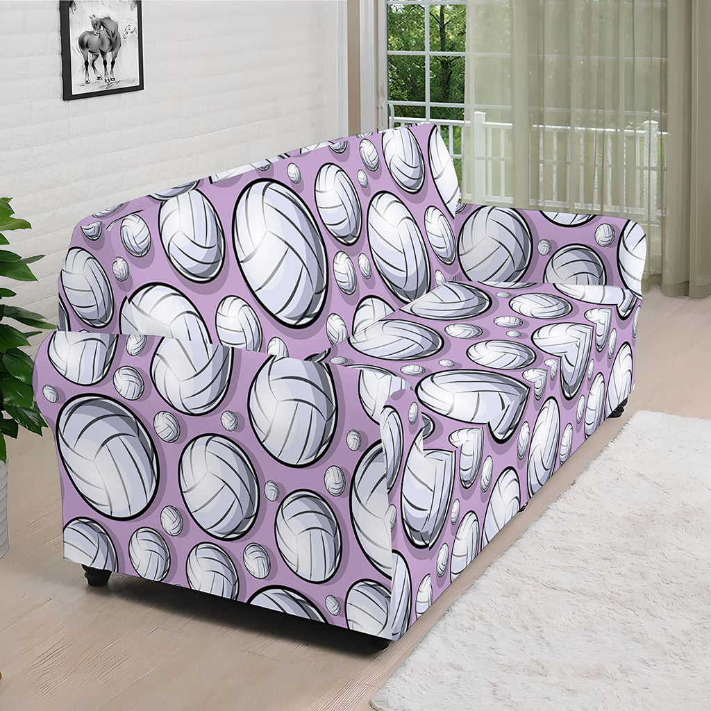 Purple And White Volleyball Print Sofa Cover