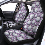 Purple And White Volleyball Print Universal Fit Car Seat Covers