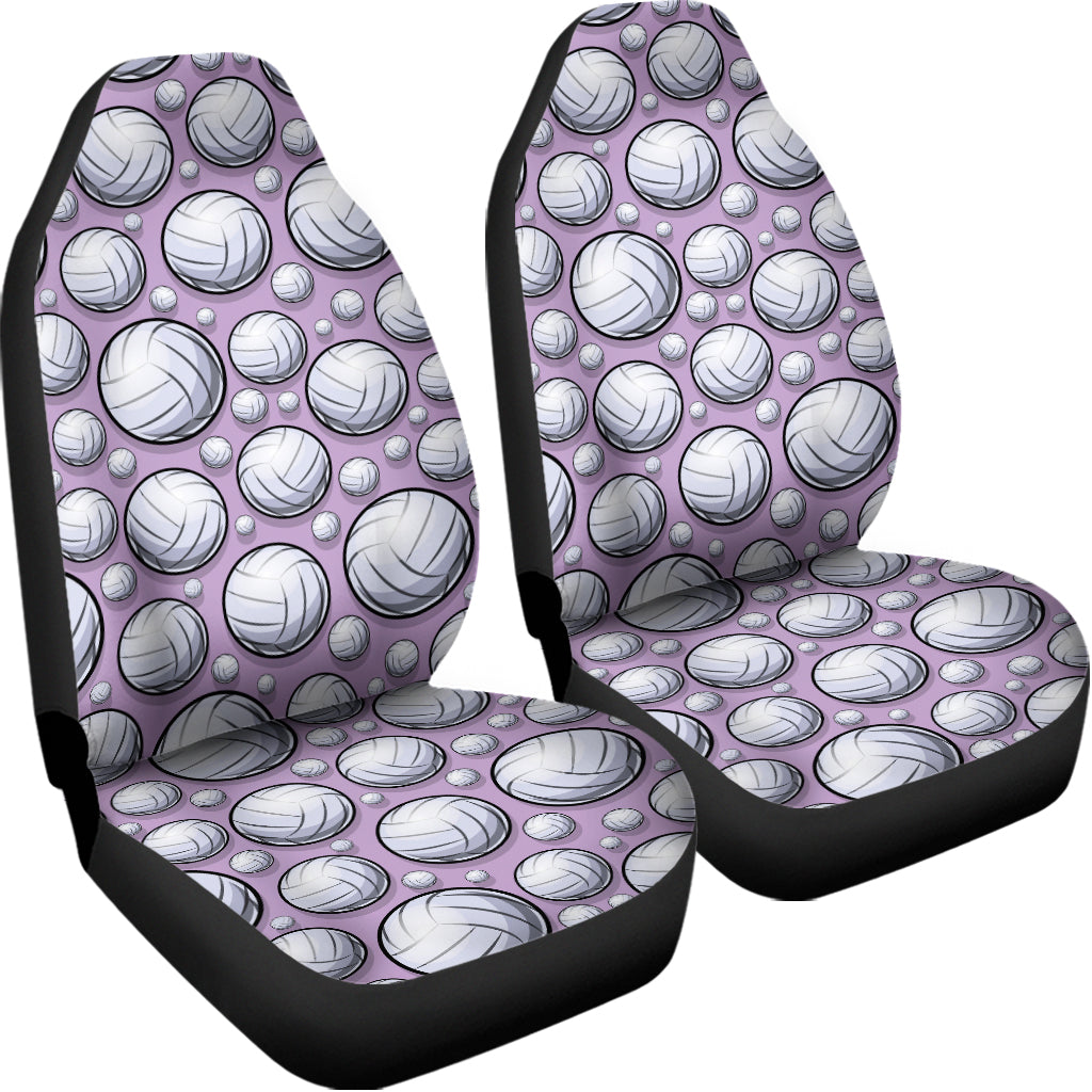 Purple And White Volleyball Print Universal Fit Car Seat Covers