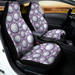 Purple And White Volleyball Print Universal Fit Car Seat Covers