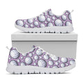 Purple And White Volleyball Print White Running Shoes