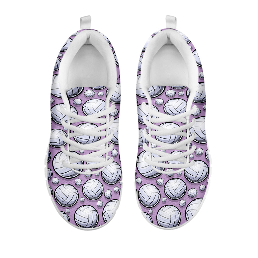 Purple And White Volleyball Print White Sneakers